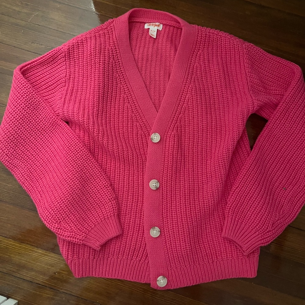 Pink Button Cardigan Knit Sweater